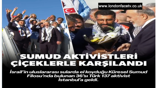 Sumud Filosu aktivistleri Türkiye'de çiçeklerle karşılandı